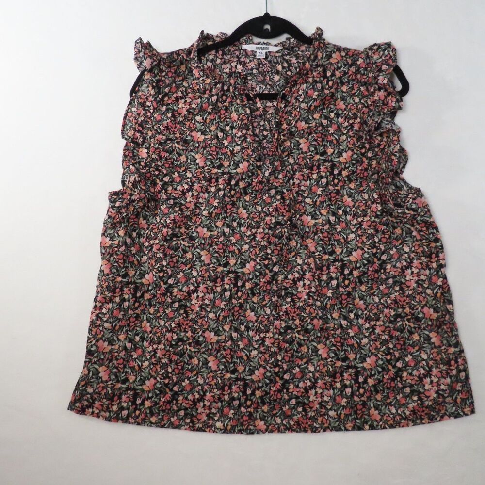 BB Dakota Steve Madden Ditsy Top NWT Black Floral Ruffle XL Flutter Sleeve